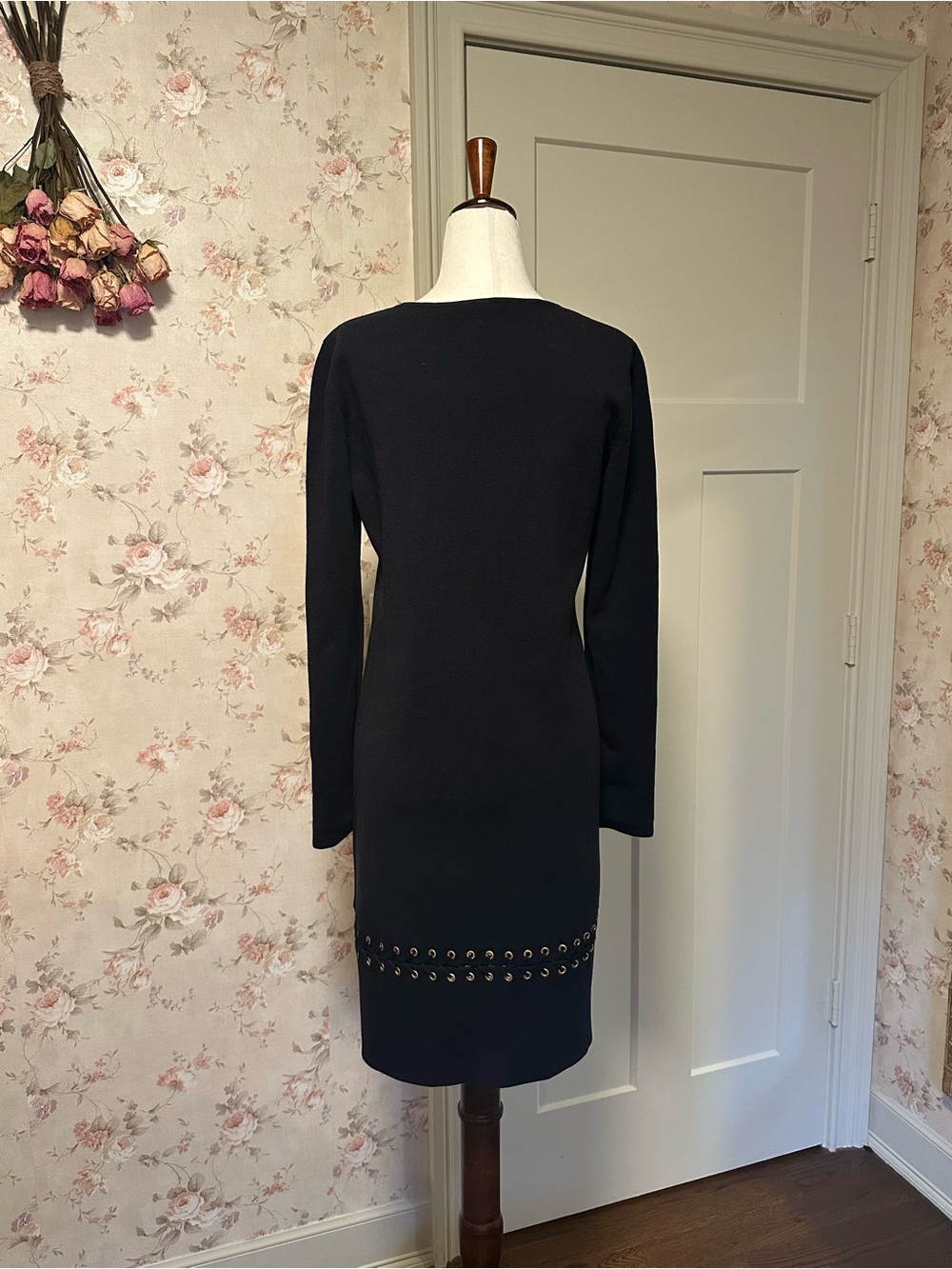 Tory Burch Harley Merino Wool Lace-Up Grommet Dress Navy Blue Small long sleeve - Picture 8 of 14